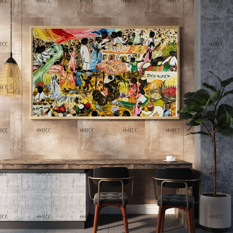 Peinture-sur-toile-Le-marche-indien-04